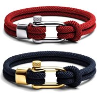Platinum Rope Bracelet for Men, Waterproof Nylon Marine Cord with Stainless Steel Shackle, 6 Inches, Modern Style