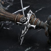 2024 New 316L Stainless Steel Cross And Flower Pendant Necklace For Men Fashion Casual Punk Jewelry Boyfriend Gift