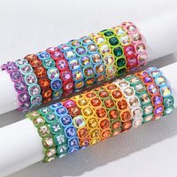 2024 New Design Winter Crystal Beads Bracelets Colorful Beads Elastic Bracelets For Women Handmade Bohemian Shiny Jewelry