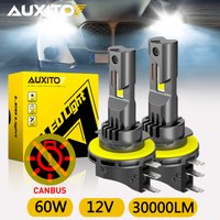 2Pcs AUXITO H15 LED 60W Headlight Bulb Canbus Turbo High Beam With DRL For Volkswagen Ford Super White Lights 12V Car Error Free