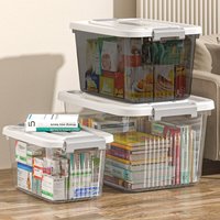 Practical Transparent Black Storage Box Plastic with Lid Organizing Box Stackable Space Saving Tote Container Clothing