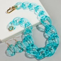 Trendy Acrylic Big Chunky Chain Necklace Set for Women Man Statement Colorful Resin Link Earring Choker Exaggerated Jewelry Gift