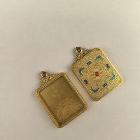 Tibetan Thangka Gau Box with Phra Khun Paen Casing, Mandala & Two Deer Design, Fade-Resistant Material, Double-Sided Empty Locke