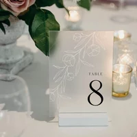Modern Frosted Acrylic Table Number with Floral Details Luxury Wedding & Events Decor Table Numbers with Stands Table Decoration