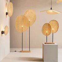 Japanese Handmade floor lamp vintage Led fabric floor light for Living Room Bedroom corner sofa Rattan Petal Pendant Light