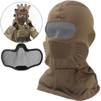 Tactical High Elastic Balaclava Full Face Mask Breathable Motorcycle Cycling Helmet Liner Sports Face Cover with Steel Mesh