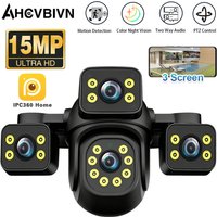 IPC360 Home 15MP WiFi Camera Three Lens Screen PTZ Automatic Tracking Color Night Vision Two-way Audio CCTV Video Security Cam