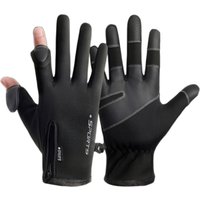 AliExpress Cycling Gloves Men Women Touch Screen Two-Finger Flip-top Gloves Autumn Winter Fleece Water-Repellent Windproof Zipper Gloves