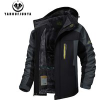 9XL New Winter Men Outwear Fleece Warm Removable Hooded Jacket Men Outdoor Skiing Windbreaker Waterproof Casual Jacket Coat Male