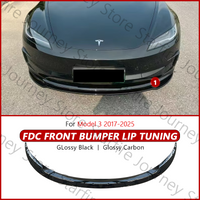 Front Lip For 2017-2025 Tesla Model 3 Highland Bumper Lip Front Guard Trim Spoiler ABS Black Carbon Body kit Auto Accessorie
