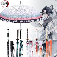 Anime Demon Slayer Katana Umbrella Kimetsu No Yaiba Tanjirou Shinobu Knife Parasol Samurai Sword Katana Handle Umbrella Raincoa