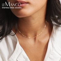 eManco Gold Color Stainless Steel Chain Necklace Women Chain Choker for Woman Brand Jewelry