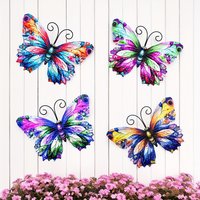 1PC Metal Art Butterfly Wall Decor Colorful Iron Art Butterfly Sculpture Butterfly Hanging Ornament for Outdoor Home Yard Garden