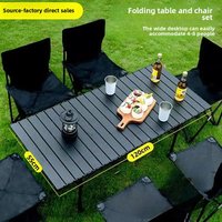 Folding Table and Chair Set, Portable Outdoor Camping Equipment, Egg Roll Table, Waterproof and Wear-resistant