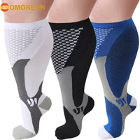 GOMOREON 1Pair Plus size compression socks wide calf women men knee high 20-30 mmhg circulation for swelling 2XL-7XL