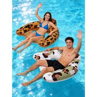 1PC Inflatable pool lounger, featuring two cup holders and handles, ideal for use at the beach, lakes and swimming pools