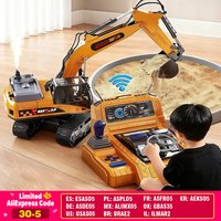 RC Excavator Truck Alloy 12/13/15CH Engineering Vehicle Sound Spray Lighting 680 Rotation Car Kids Toys for Boys Christmas Gift