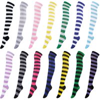 Intgoodluckycc Striped Thigh High Socks for Women Lolita Goth Goth Over The Knee Socks Cotton Long Tall Knee High Stockings