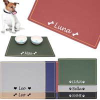 Custom Pet Food Bowl Mat PU Waterproof Personalized Placemat For Dog Name Easy Wash Drinking Feeding Pad Accessories