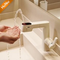 HuNiu Multifunctional Bathroom Faucets Pull Out Basin Mixer Sink Faucet Gourmet Whter Tap 360° Tapware Crane Brass White Faucet