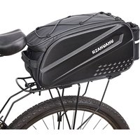 Multifunctional Expandable Bike Rear Rack Bag Hard Shell Carbon Fiber Look Cycling Pannier Bag with Insulated Water Bottle Pocke