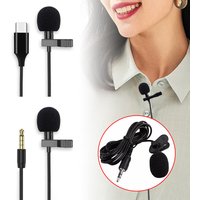 Portable 1.5m Lavalier Mini Microphone Condenser Clip-on Lapel Mic Wired USB 3.5mm Type-C Microfon For Phone for Mac Laptop PC