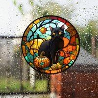 Halloween Static Cling Glass Sticker Window Party Decoration Wall Car RV Window Black Cat Pattern Car Electrostatic Film#32
