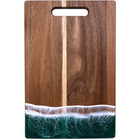 Acacia Wood Cutting Board Resin Blue Wave Pattern for Kitchen Acacia Wood and Epoxy Resin Cutting Board Cheese Board Best Gift