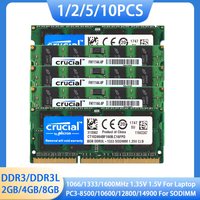 Crucial Laptop DDR3 DDR3L RAM 8GB 4GB 2GB 1066MHz 1333MHz 1600MHz PC3L-12800 10600 8500 SODIMM Memory For Notebook 1.35V/1.5V