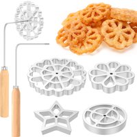 2/4/6Pcs Bunuelos Mold Aluminum Alloy Rosette Maker Mold with Handle Pastry Tools Waffle Cookie Molds Baking Kitchen Accessories