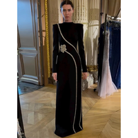 HIGH STREET Newest Fashion 2025 Designer Party Vestido Women's Formal Long Sleeve Diamonds Beading Long Maxi Dress