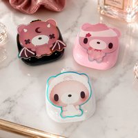 Cartoon Bear 2-in-1 Folding Hair Brush With Mirror Portable Air Cushion Comb Scalp Massage Travel Hair Comb for Women