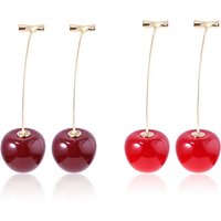 New Cute Simulation Red Cherry Earrings Sweet Resin Hot Sale For Women Girl Student Fruit 1Pair Earring GiftDrop Earrings Gifts