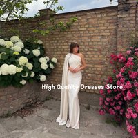Prom Dresses New Cream White One Shoulder Satin Cape Maxi Dress Floor Length Garden Engagement Gala Outfit Customized