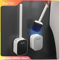 MENGNI Toilet Brush and Holder Silicone Toilet Bowl Brush Set Long Handle Modern Bathroom Cleaning Durable Deep Cleaning