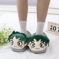 In stock Anime Plush Cotton Slippers Cosplay My Hero Academia Midoriya Izuku Figure Cartoon Winter Warm Shoes Christmas Gifts