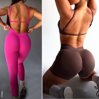 Pad Sport Bra Yoga Set Gym Suit V back Shorts Women Tracksuit Legging Running Workout Outfit Bra Fitness Pant Active Suits XP31