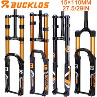 BUCKLOS Bicycle Fork 15*110mm Air Suspension DH Fork 27.5in 29in Thru Axle Downhill Bike Forks Straight/tapered Tube AM Forks
