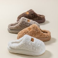 Women's Winter Slippers Indoor Non-Slip, Fleece Lined Warm House Shoes with Thick Soft Sole, Cozy Couples Faux Fur Slides