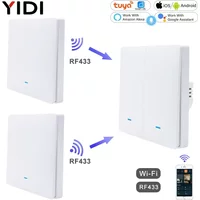 RF 433 Remote Smart Control Wall Light Switch 2 3 Way Push Button Tuya WiFi UK EU KR Standard Smart Life Alexa Home 1 2 3 Gang