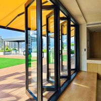 Large Sized Balcony Living Room Manual Accordion Door Shatterproof Glass Stacking Door CE Certification Anti Pinch Folding Door