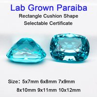 Lab Grown Paraiba Rectangle Cushion Shape VVS1 Gemstone Charms Beads for DIY Jewelry Making Materials Selectable AGL Certificate