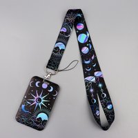 Vintage Space Moon Credential Holder Keychain Lanyard for Keys Art Neck Strap ID Card Gym Phone Straps Hang Rope Lariat Jewelry