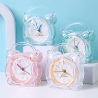 Portable Cute Bear Alarm Clock with Night Light Silent Bedside Table Timepiece for Kids Boys Girls Bedroom Nightstand Home Decor