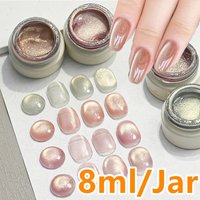 8ml/Jar 4Color Golden Autumn Cat Eye Gel Nail Polish Crystal Semi Permanent Magnetic Nail Gel UV Soak Off Cat's Eye Nail Art Gel