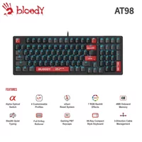 Bloody AT98 Wired Gaming Keyboard Alpha Optical Switch 4 Custom Profiles 4MB Onboard Memory 98 Keys Anti-Ghosting USB