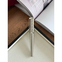 2026 Geometric Mesh Cold Silver Metal Ballpoint Pen Luxury Smooth Signature Pen Business Office Writing Gift Pen