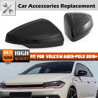 Rearview Mirror Cover For VW Polo MK6 AW GTI 2019-2023 Left Right Gloss Black Side Wing Mirror Cap Car Repalcement Accessories