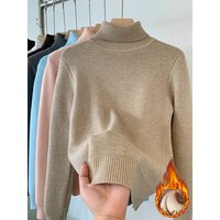 Winter Jersey Knitwear Jumper Thicken Velvet Turtleneck Sweater Women Korean Fashion Fleece Lined Warm Sueter Knitted Pullover