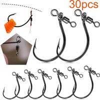 30Pcs/lot Drop Shot Hooks with Swivels Worm Hook With Barb Hook for Bass Perch Catfish for Haihu River Fishing Gear Accessories